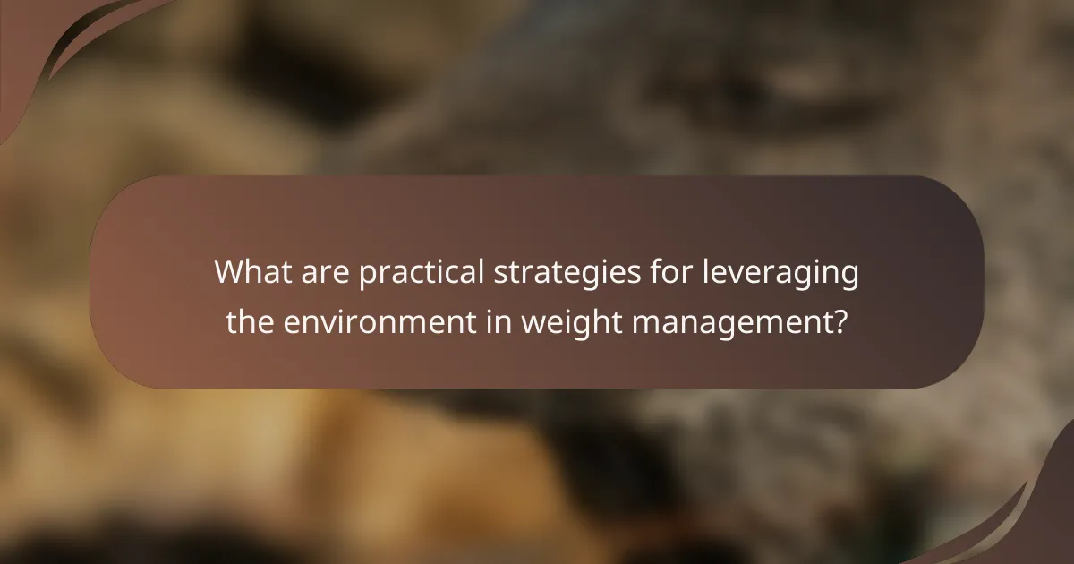 What are practical strategies for leveraging the environment in weight management?
